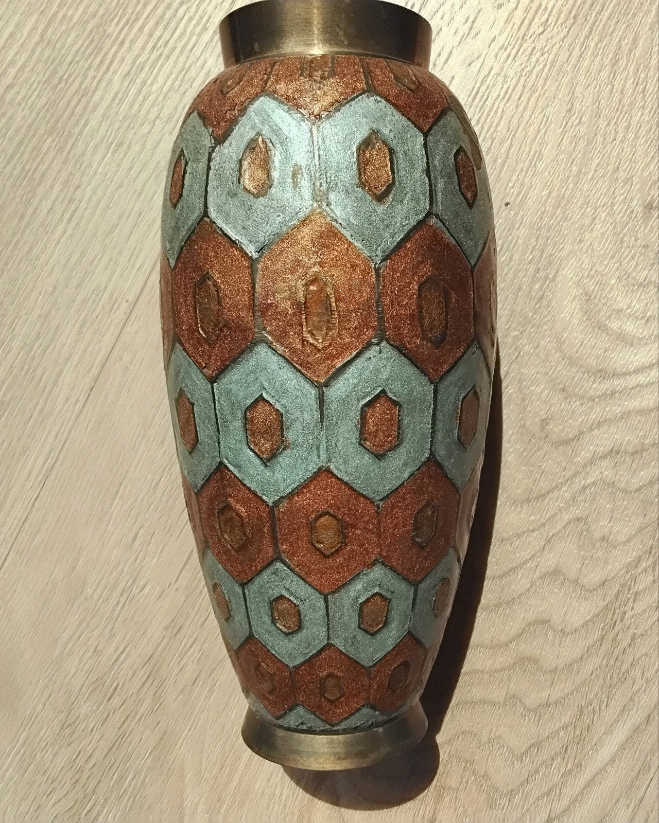 Vintage koperen vaas, India? 20cm hoog, Antiek en Kunst, Antiek | Koper en Brons, Ophalen of Verzenden, Koper