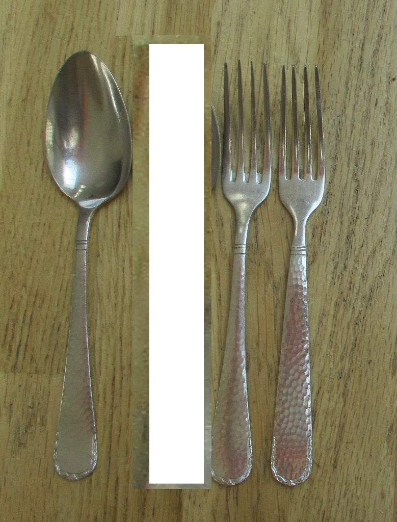 Gero Zilmeta model 300 hamerslag 1 lepel 2 vorken, Ophalen of Verzenden, Gero, Rvs of Chroom
