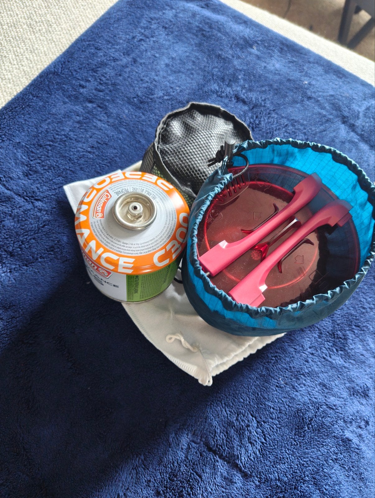 Complete Camping Kookset met Gasbrander en Servies, Ophalen, Gebruikt