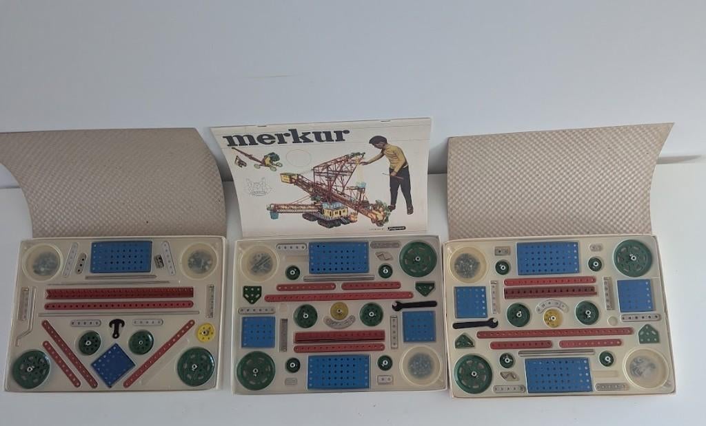 Merkur 6 constructieset – 3 deeldozen – originele inlays, Ophalen