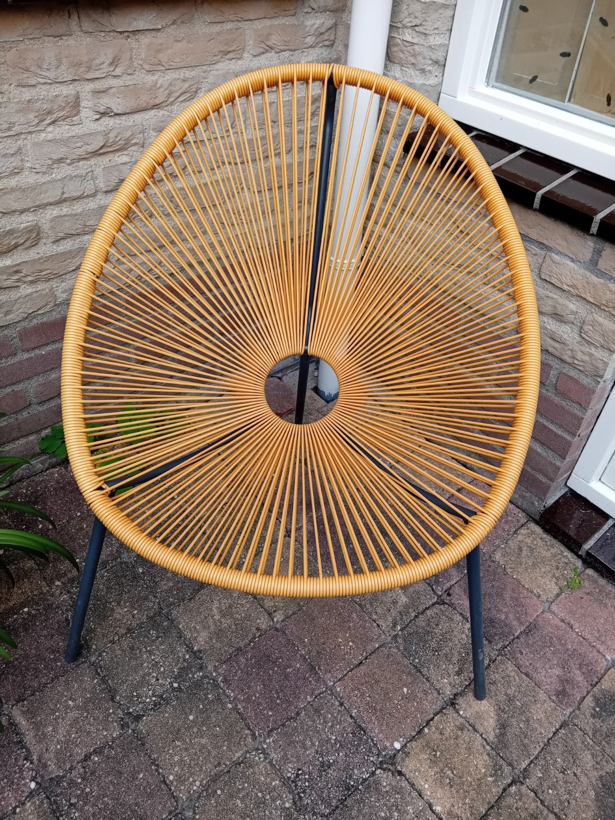 Gele draadstoel zgan., Tuin en Terras, Ophalen, Zo goed als nieuw, Kunststof