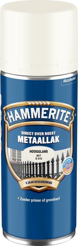 Hammerite - Metaallak Hoogglans (Spray) - Wit - 400 Ml, ., Wit, Nieuw, Ophalen of Verzenden