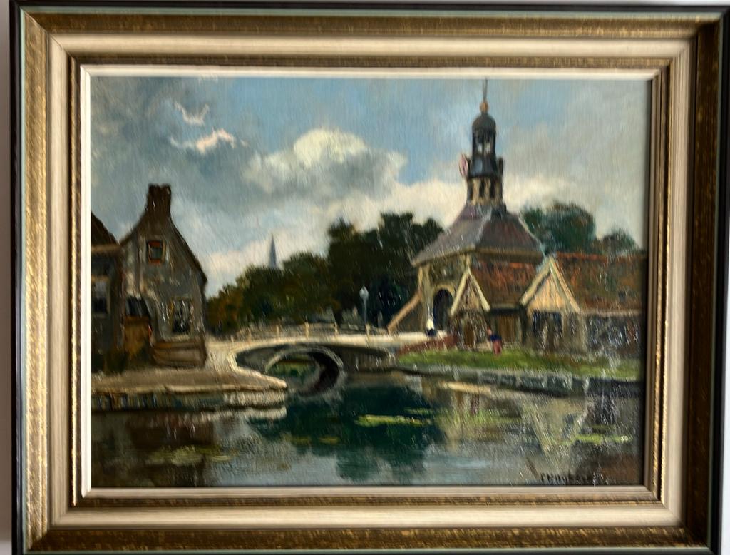 Olieverfschilderij: Leiden Zijlpoort rond 1900, Antiek en Kunst, Kunst | Schilderijen | Klassiek, Ophalen of Verzenden