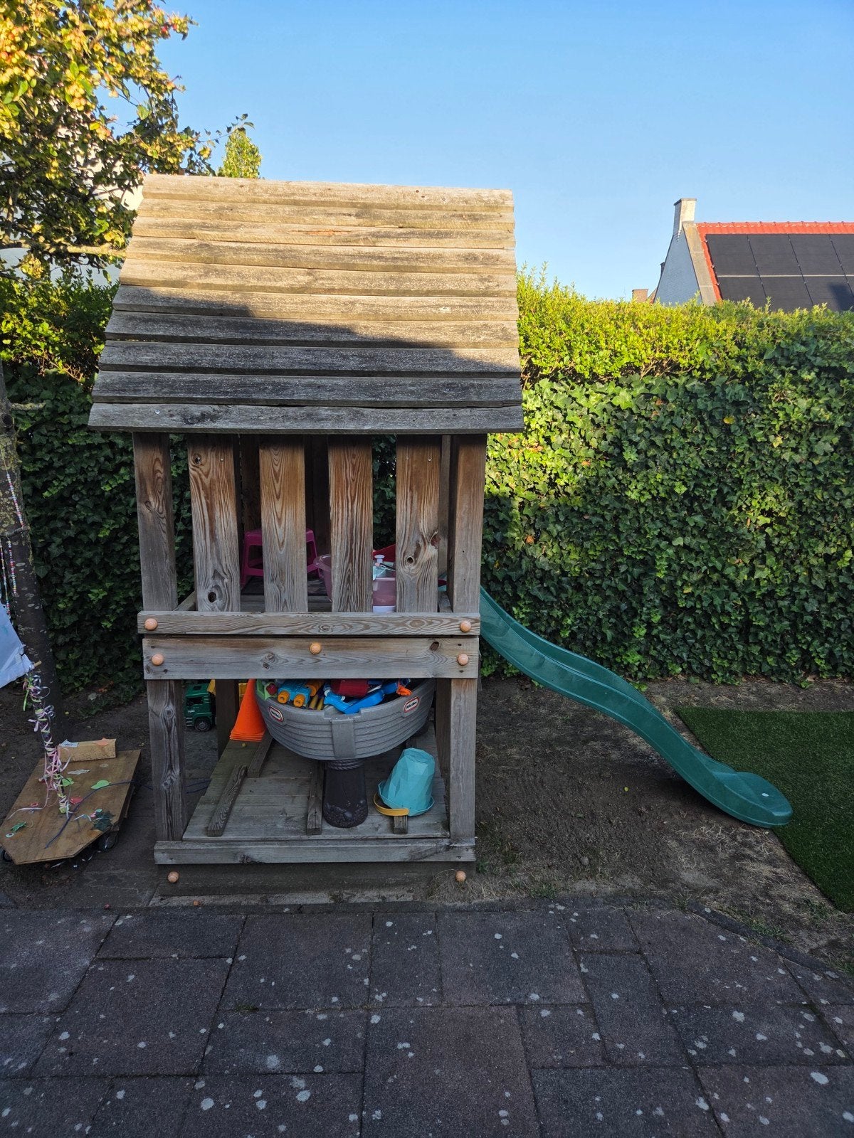 Gratis speelhuisje met glijbaan zelf ophalen, Ophalen, Gebruikt, Hout