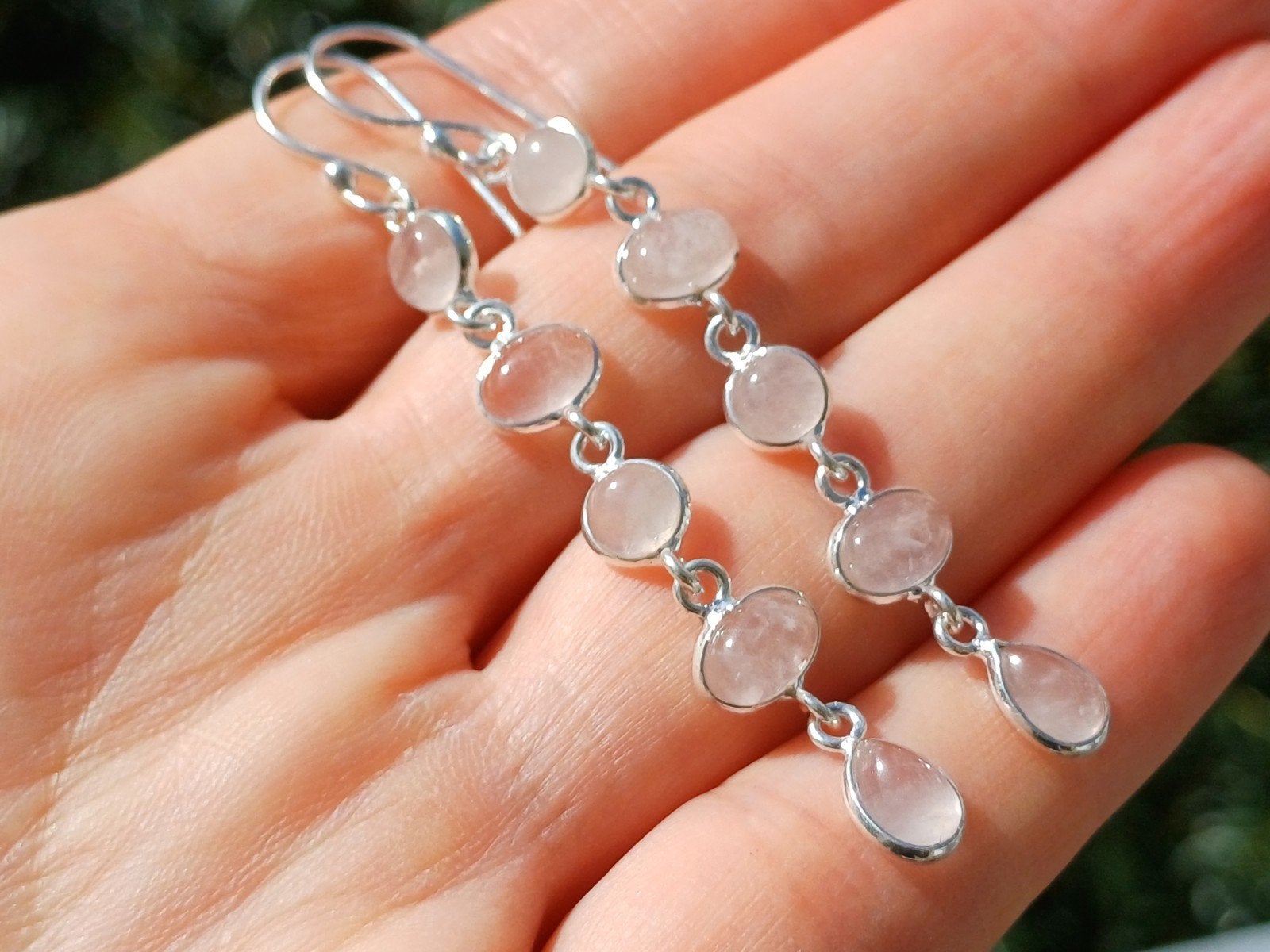 Vanoli Lange 925 zilveren oorbellen met rozenkwarts, Sieraden, Tassen en Uiterlijk, Daiva1973@hotmail.com, Hangers, Vanoli, Amsterdam