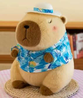 Capybara luxe knuffel met lichtblauw pakje (23cm)