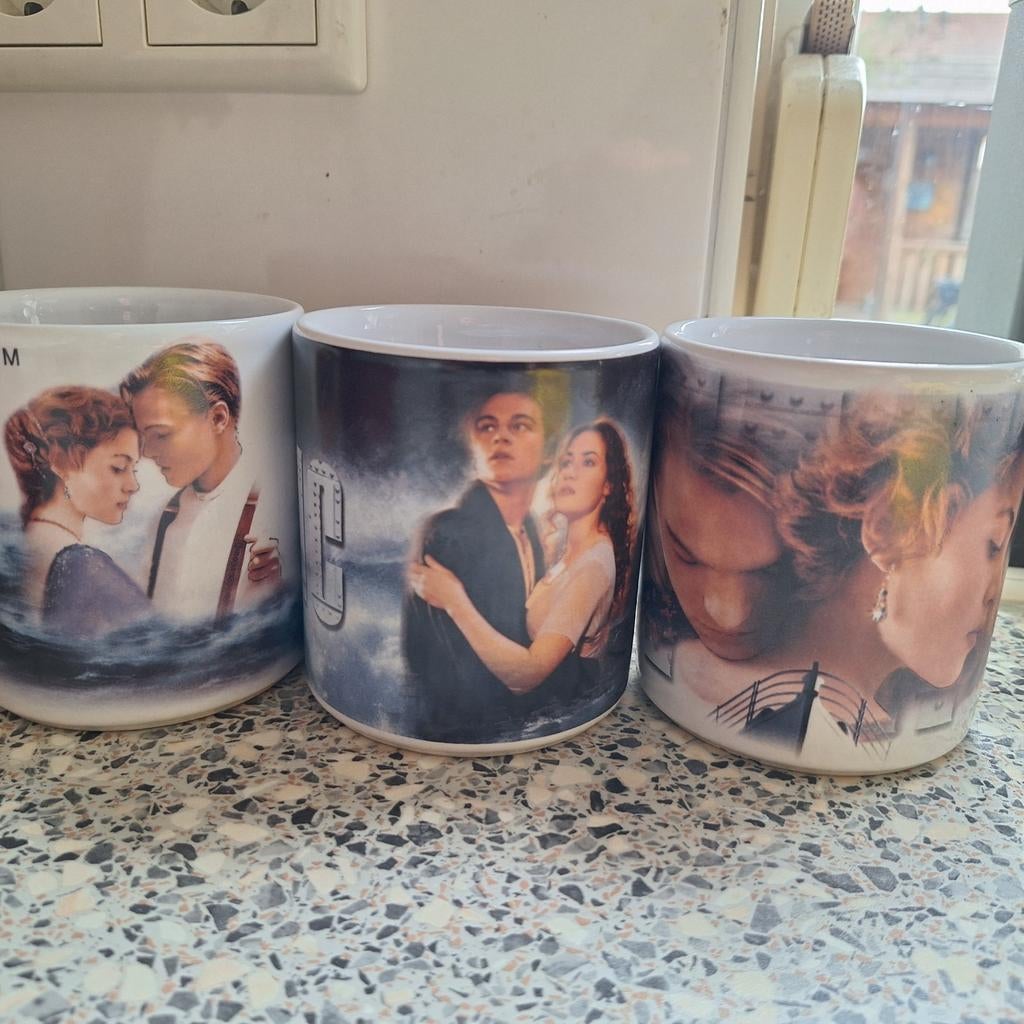 Titanic Mokken - Set van 3 met Jack en Rose, Ophalen, Gebruikt