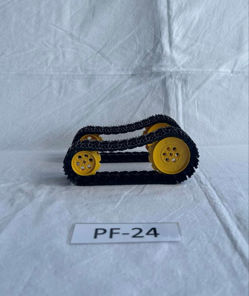 Lego 2 Rupsbanden zwart met 4 Gele Wielen - PF-24, Lego, Lego, Lego, Ophalen of Verzenden