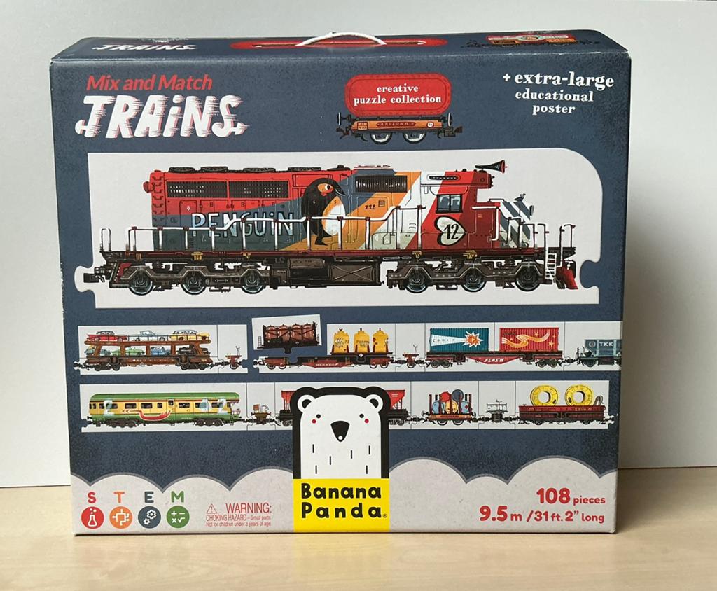 Treinenpuzzel mix and match trains- Banana Panda, Ophalen of Verzenden, Zo goed als nieuw, Gelijkstroom, Overige merken