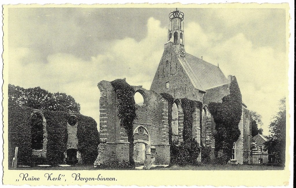 Bergen (N.H.), Bergen-binnen, Ruine kerk, Ophalen of Verzenden, 1920 tot 1940, Ongelopen, Noord-Holland