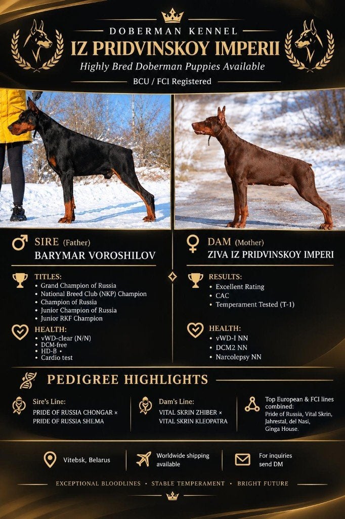 Doberman, Fokker | Hobbymatig, Overige rassen, Buitenland, Teef