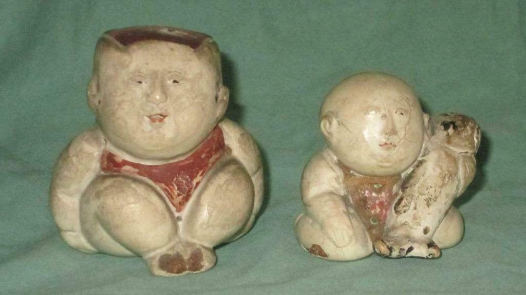 2 Antieke Gofun Gosho Dolls - Edo periode, Ophalen of Verzenden