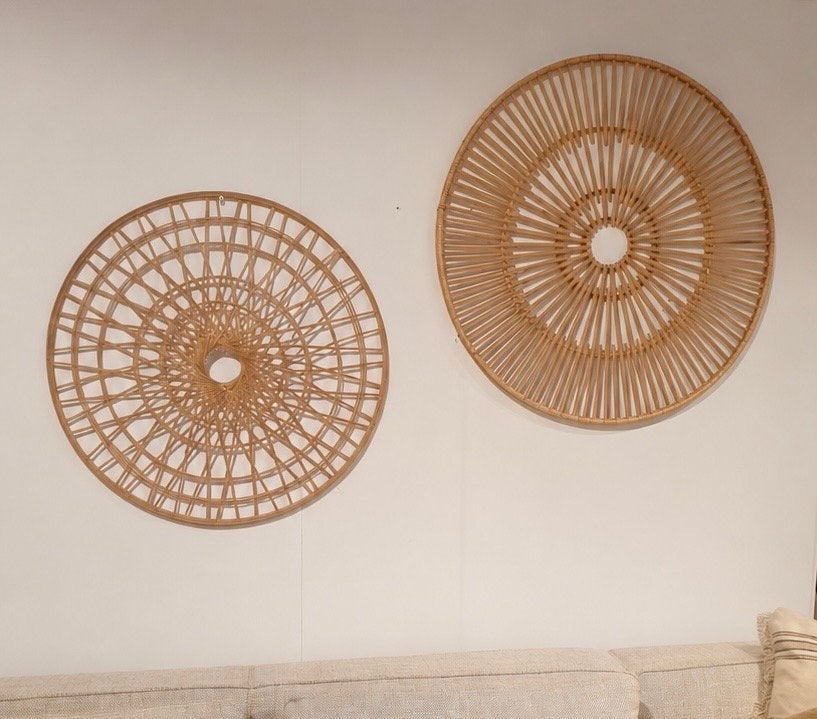 Set van 2 rotan wanddecoraties - 70cm en 80cm, Huis en Inrichting, Woonaccessoires | Wanddecoraties, Ophalen, Boho, Decoratieobject