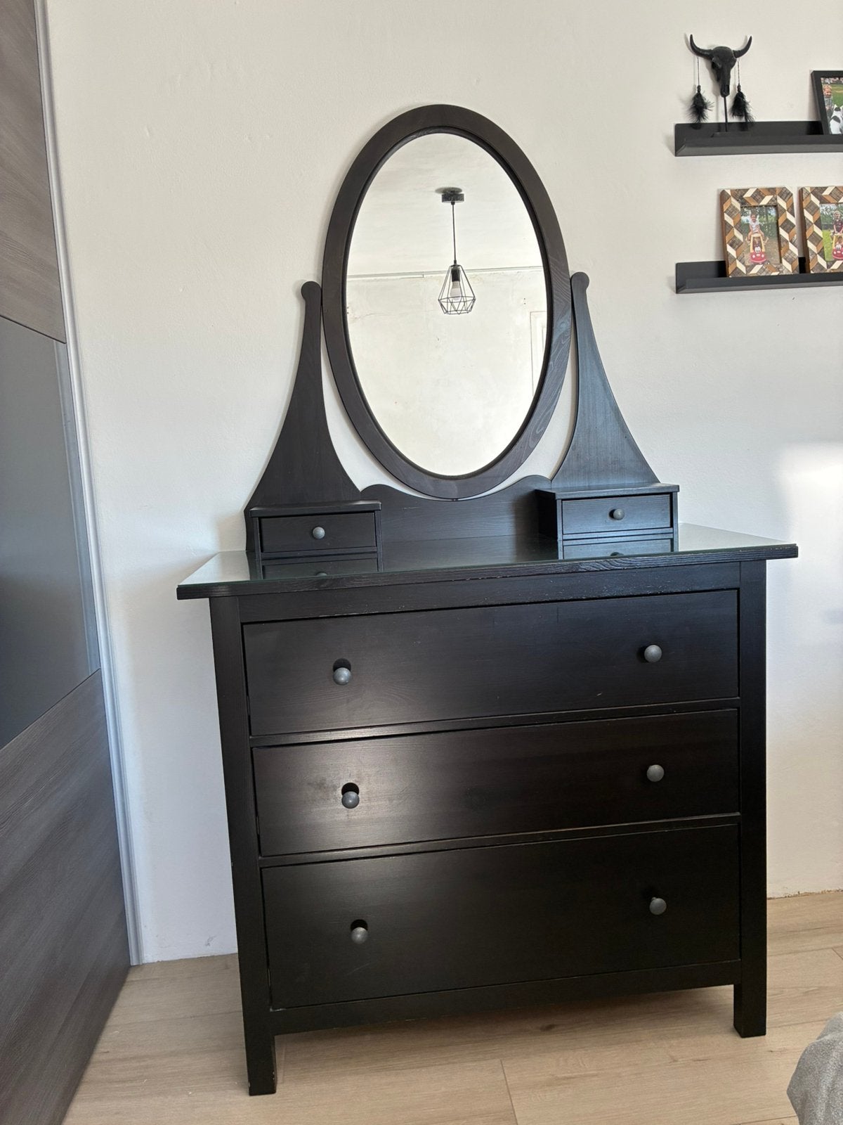 Hemnes IKEA boudoir - spiegel ladekast, Ophalen, Gebruikt, 100 tot 150 cm, 3 of 4 laden