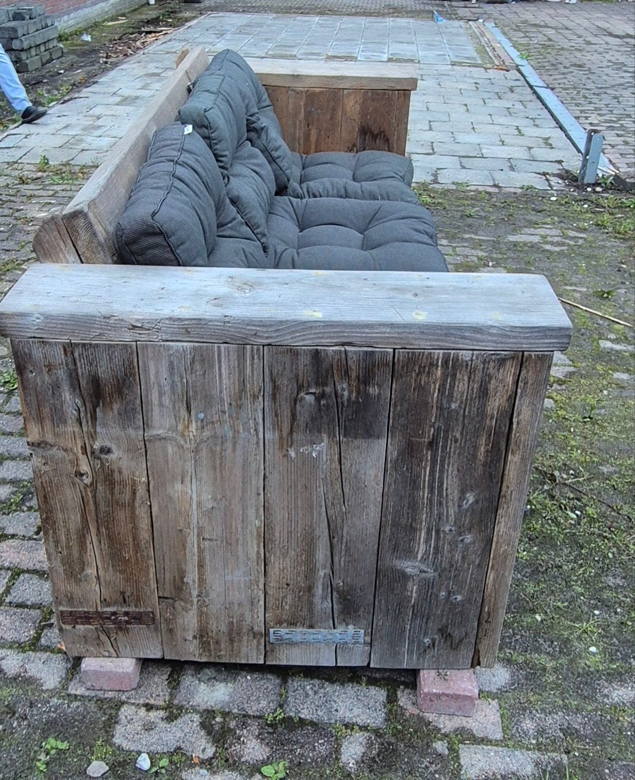 2x robuuste banken, Ophalen of Verzenden, Gebruikt, Hout, Bank