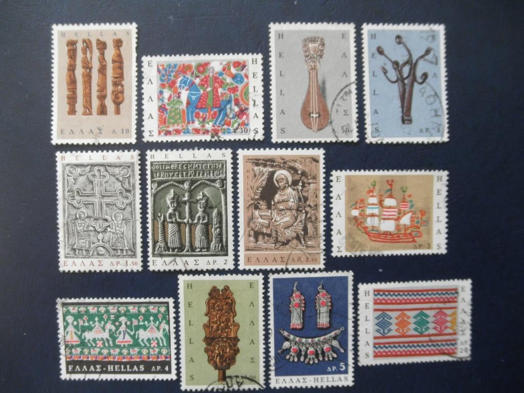 Postzegels Griekenland 1966 volkskunst., Ophalen of Verzenden, Griekenland, Gestempeld