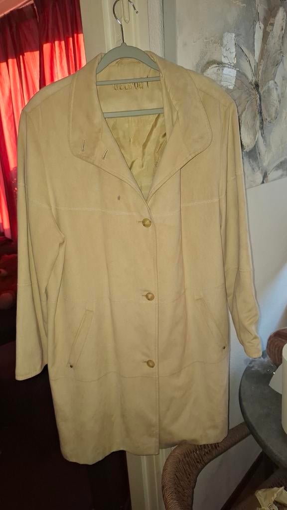Delmod lange crème kleurige dames jas, Maat 38/40 (M), Beige, Delmod, Ophalen of Verzenden