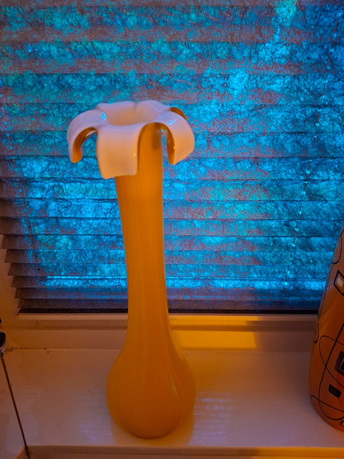 Vintage Yellow Hand geblazen gele Art Glas vaas., Ophalen of Verzenden