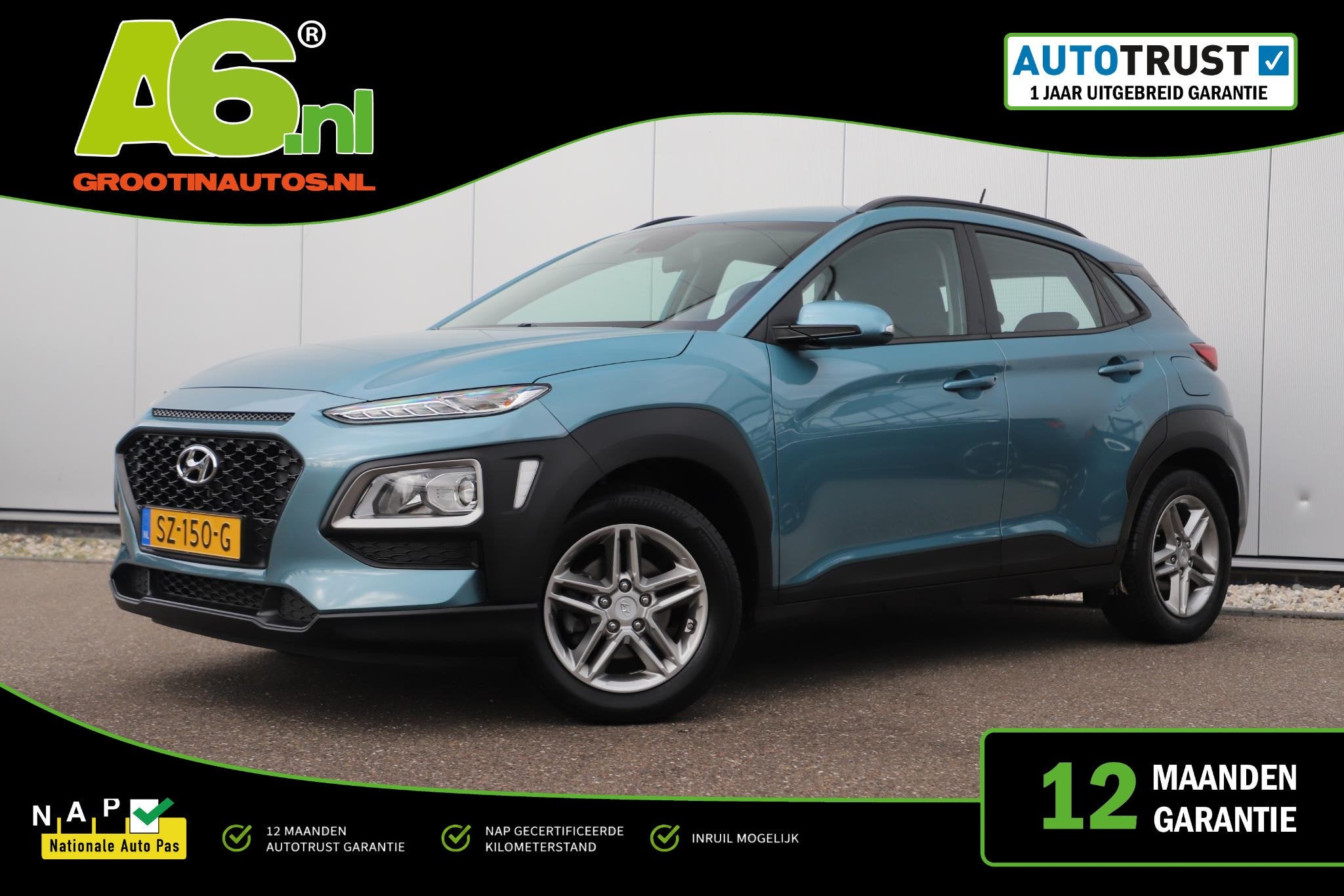 Hyundai Kona 1.0T Comfort Trekhaak Navigatie Achteruitrijcam, Auto's, Voorwielaandrijving, Stof, Gebruikt, Euro 6
