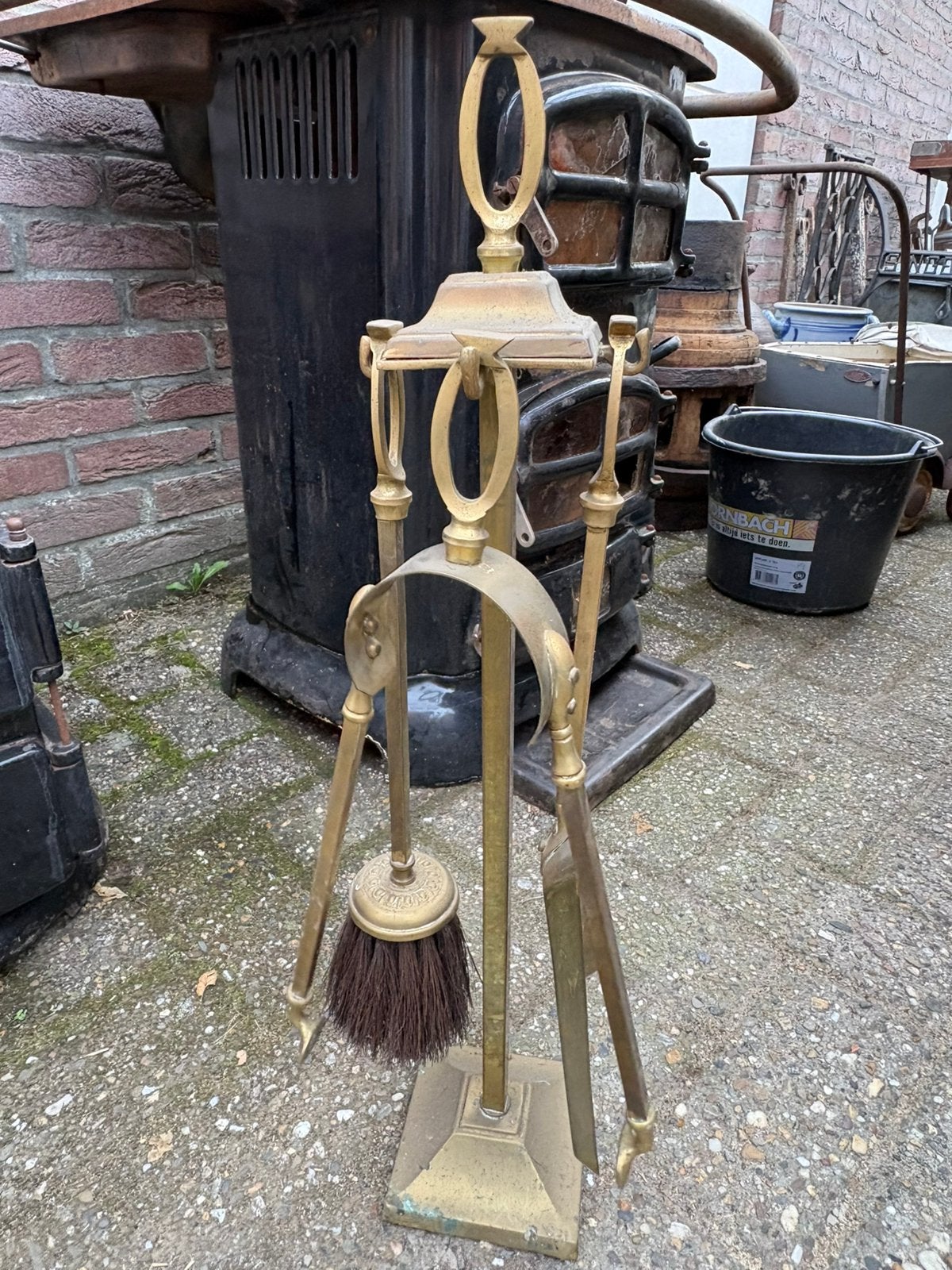 Antiek openhaard set, Ophalen of Verzenden, Gebruikt, Vrijstaande haard, Houthaard