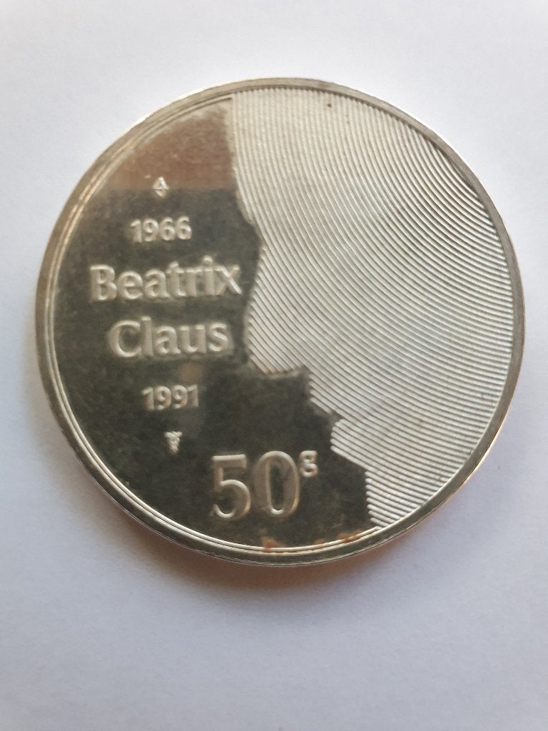 50 gulden 1991 25 jarig huwelijksjubileum beatrix, Postzegels en Munten, Verzenden, Koningin Beatrix, Zilver, Losse munt