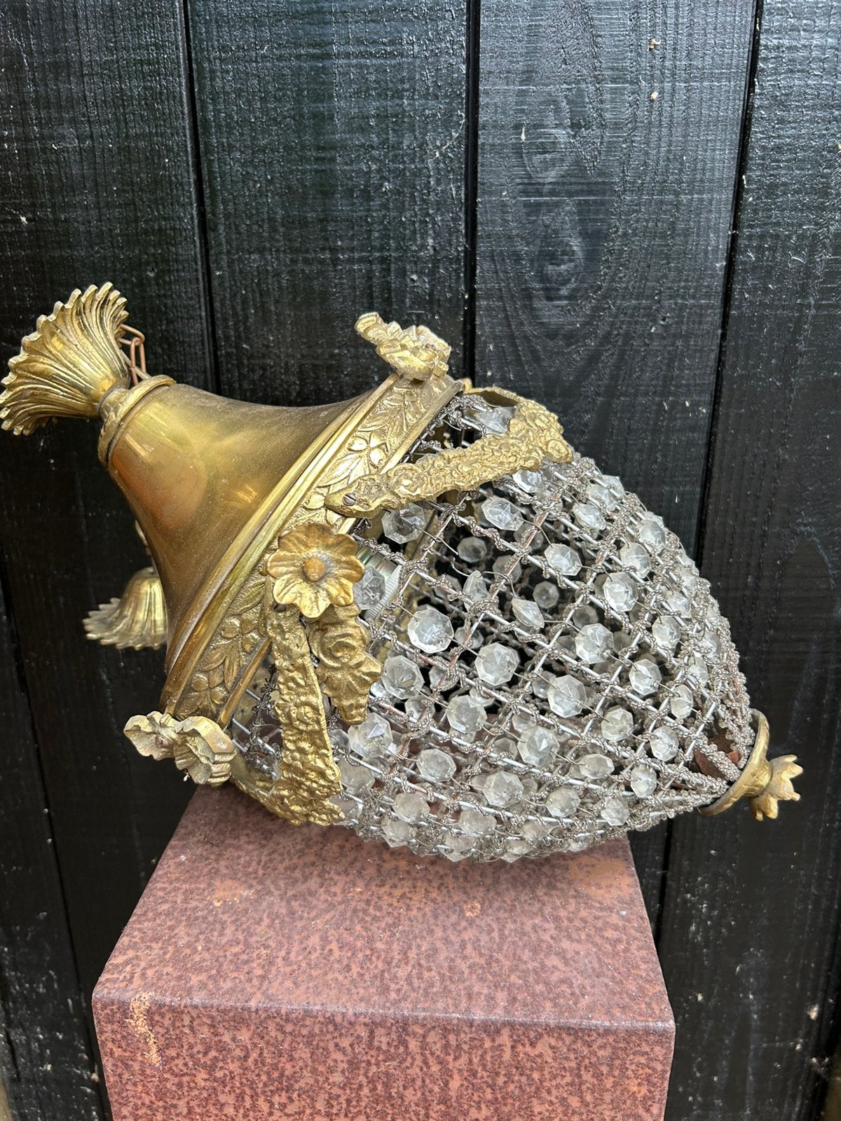 Lamp met kristal/glas, Ophalen, Gebruikt, Natuurlijk materiaal