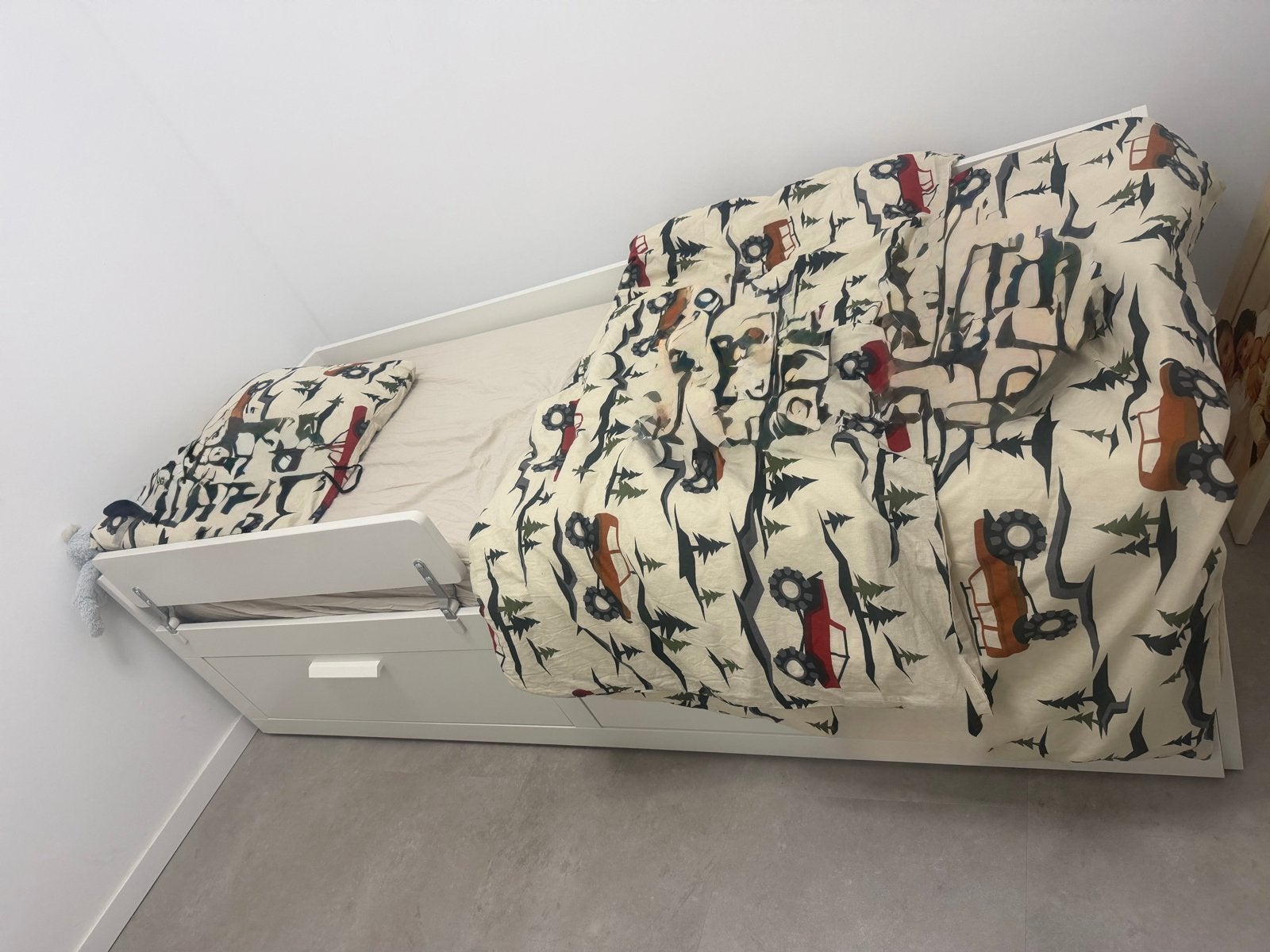 IKEA Hemnes uitschuifbaar bed met lades, Ophalen, Gebruikt, Wit, Tweepersoons