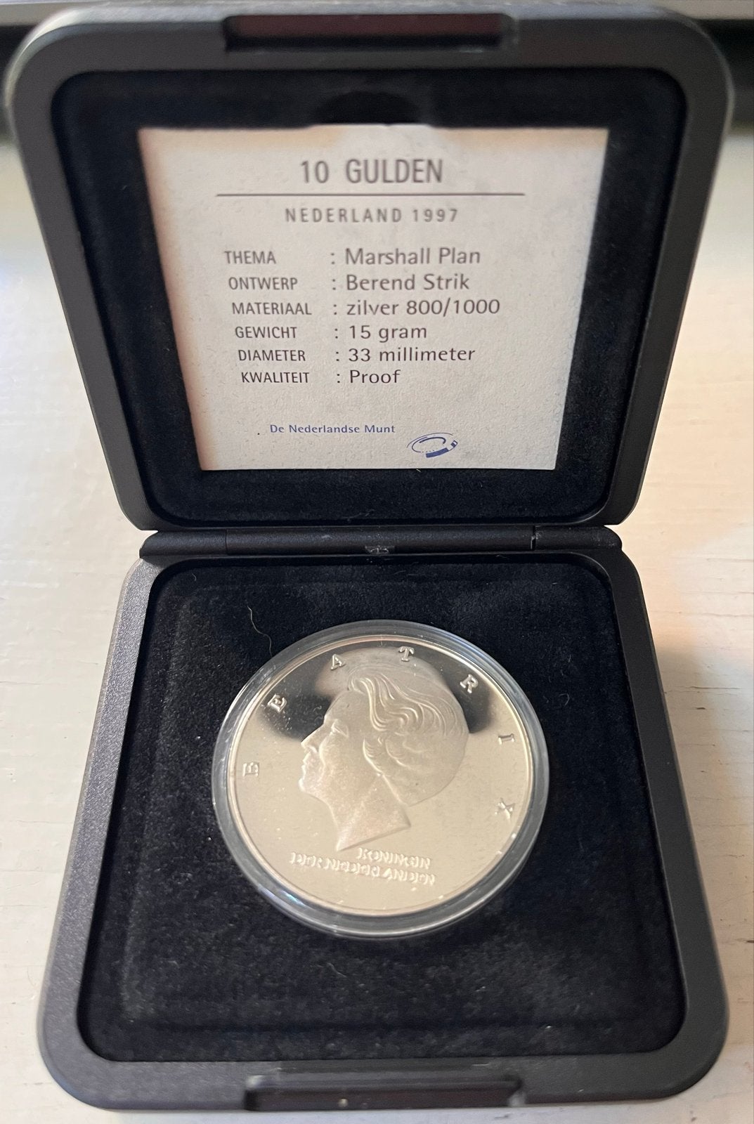 10 Gulden Marshall Plan Zilveren Munt 1997 Proof, Postzegels en Munten, Munten | Nederland, Koningin Beatrix, Zilver, Ophalen of Verzenden