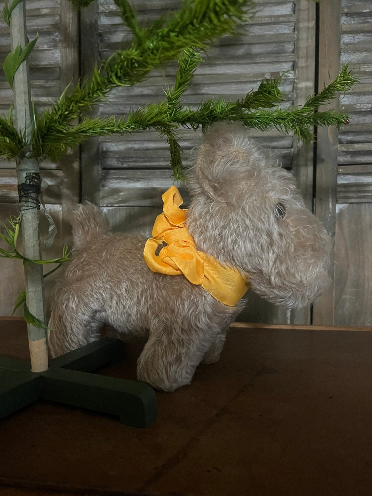 Abtiek Oude knuffel hond hondje oudje brocante poppen beren, Antiek en Kunst, Ophalen of Verzenden