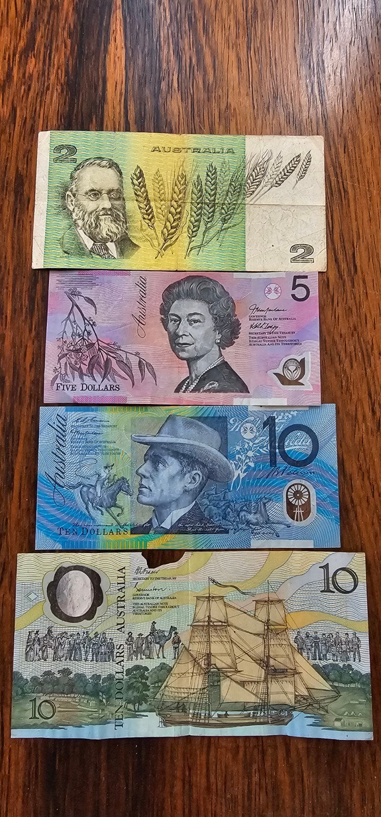 4x Australisch papiergeld: 2, 5 en 10 dollar biljetten, Verzenden, Noord-Amerika