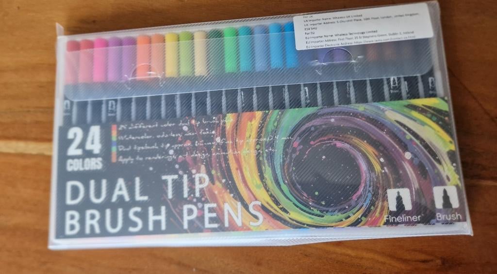 24 Dual Tip Brush Pens - Speciale Stiften Set, Ophalen of Verzenden