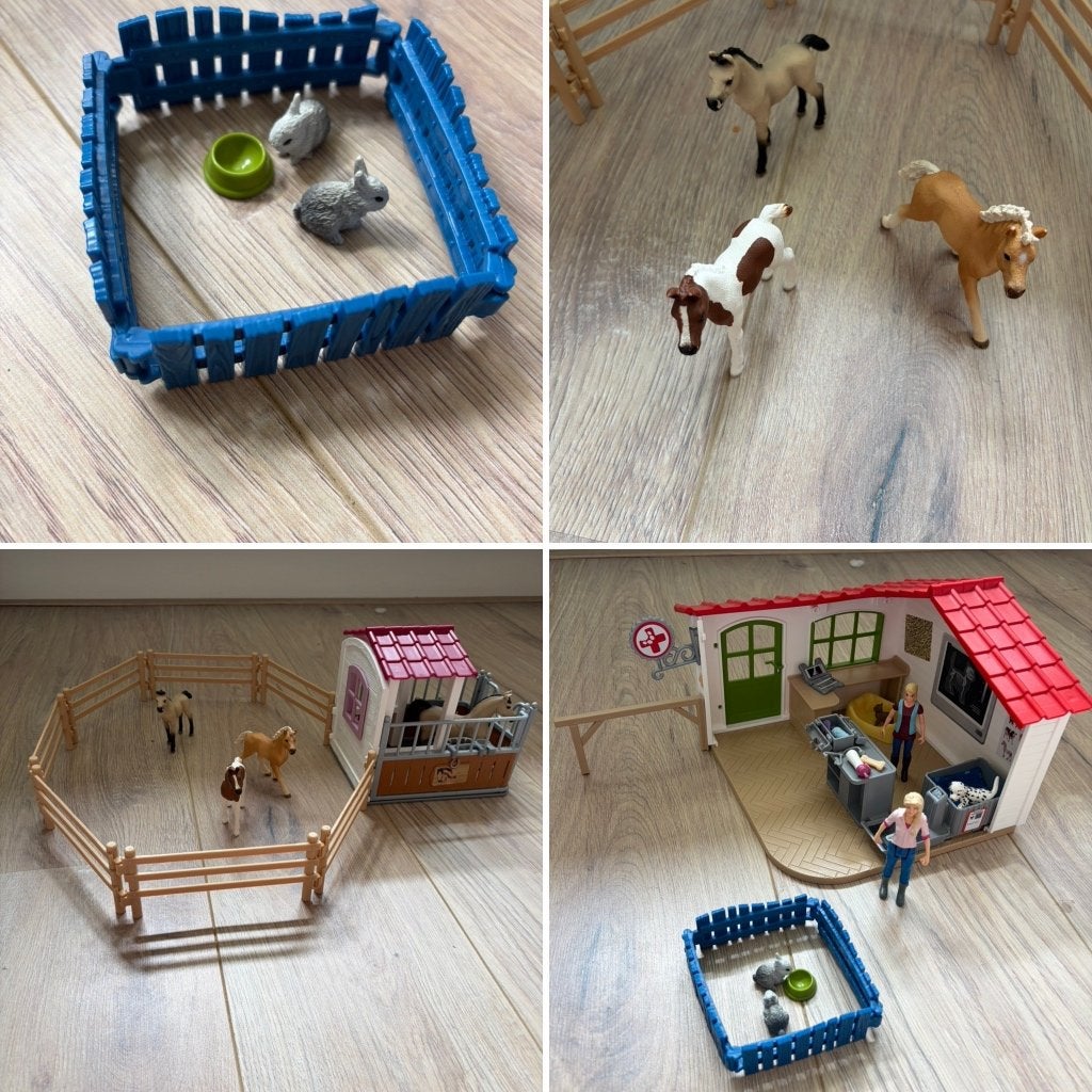 Schleich speelset – paardjes, dierenkliniek & weides, Ophalen, Gebruikt
