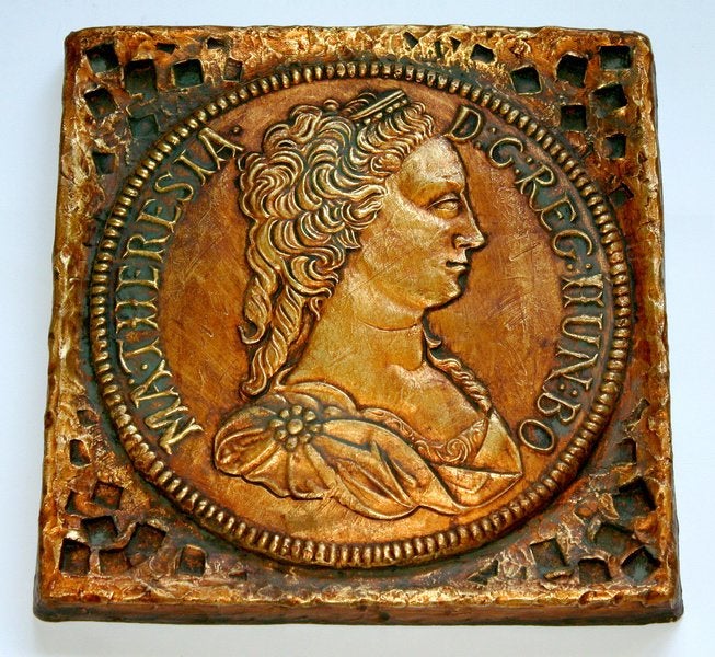 terracotta-afbeelding van Maria Theresia, Wandhanger, Ophalen of Verzenden, Zo goed als nieuw, Natuurlijk materiaal