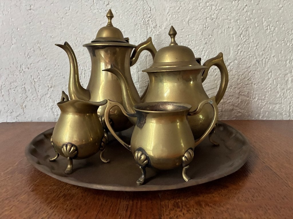 Vintage messing koper India E.P.N. koffie- en theeset, Ophalen of Verzenden, Koper