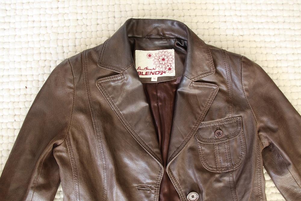 Mooie Leren Blendy Jas (Maat 38) € 65,-, Maat 38/40 (M), Bruin, Ophalen of Verzenden, Blendy