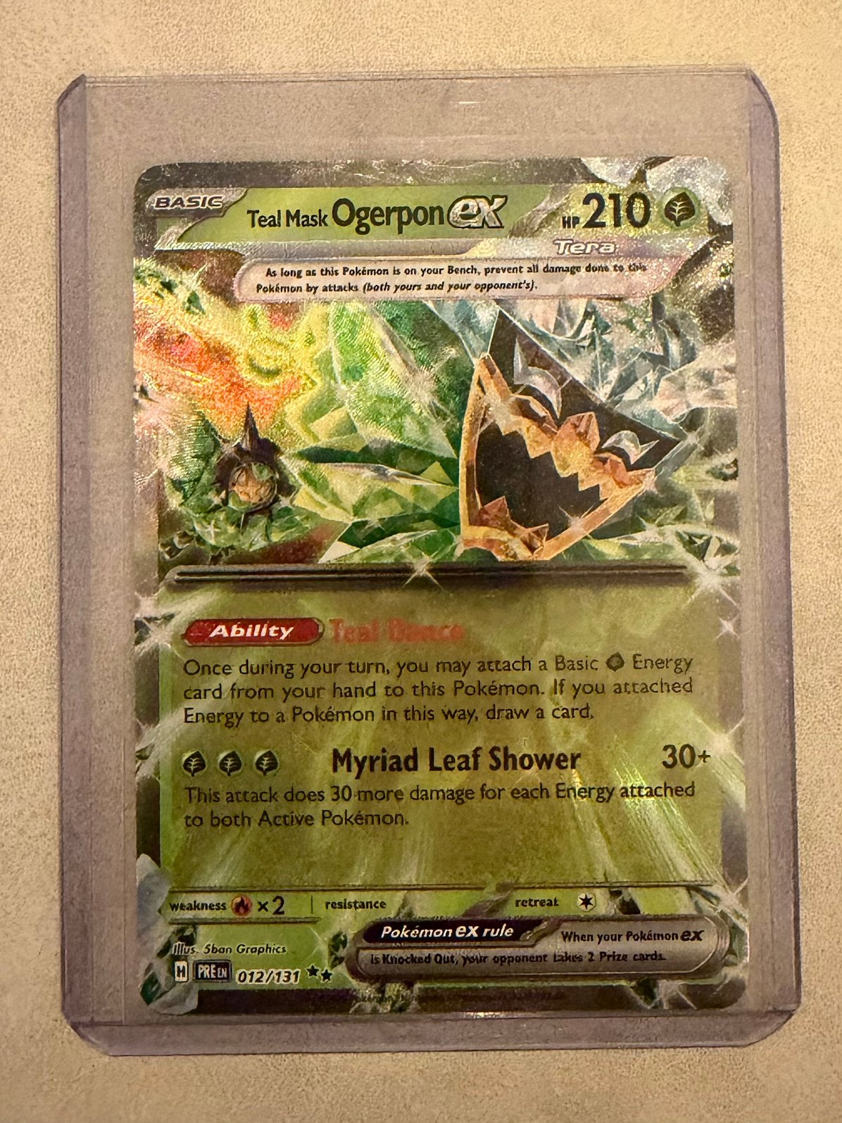 Teal Mask Ogerpon EX PRE 012/131 pokemon kaart, Ophalen of Verzenden, Nieuw, Losse kaart, Foil