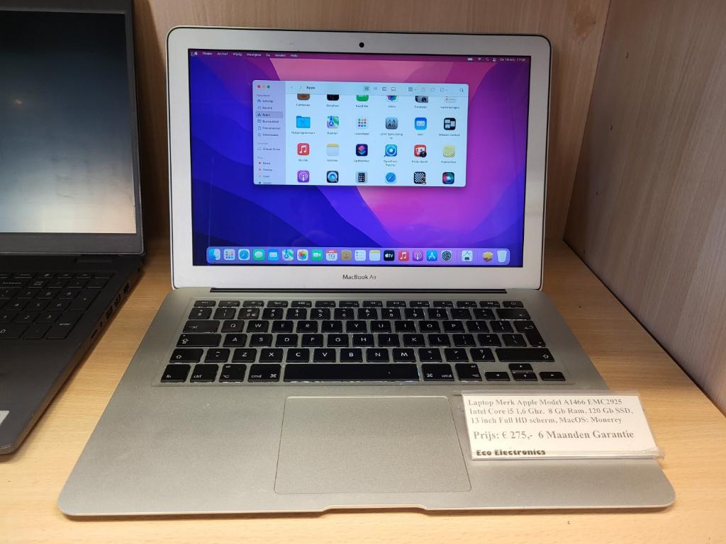 Laptop Merk Apple Model: A1466 EMC2925, Computers en Software, Apple Macbooks, Ophalen, Gebruikt, Overige modellen, Qwerty