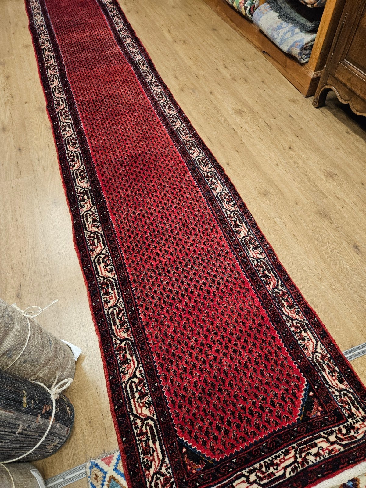 Vintage handgeknoopt perzisch tapijt loper sarough 507x83, Info@SlatsAntiek.nl, Tweedehands, Perzisch, Rechthoekig