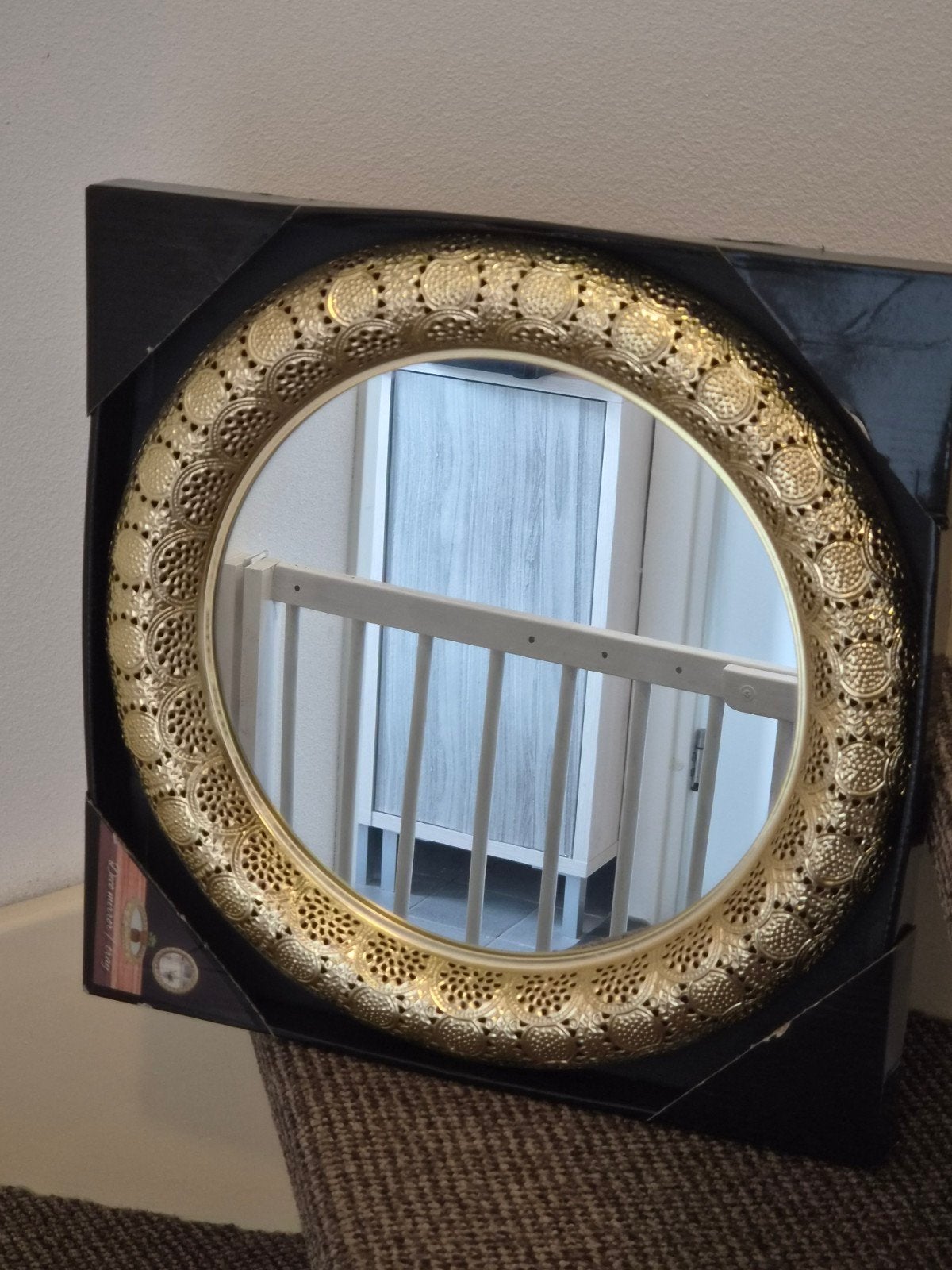 Gouden Decoratieve Spiegel/Dienblad - Nieuw in Doos, Ophalen of Verzenden, Nieuw, Rond