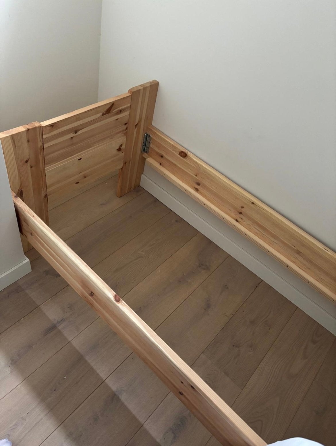 1-persoonsbed hout met lattenbodem, Ophalen, Eenpersoons, Wit, Nieuw