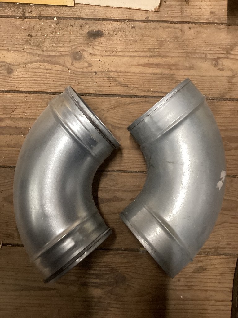 2 Spiraliet bochten 90 graden diameter 125mm, Doe-het-zelf en Verbouw, Ophalen, Nieuw, Ventilator en Afzuiger