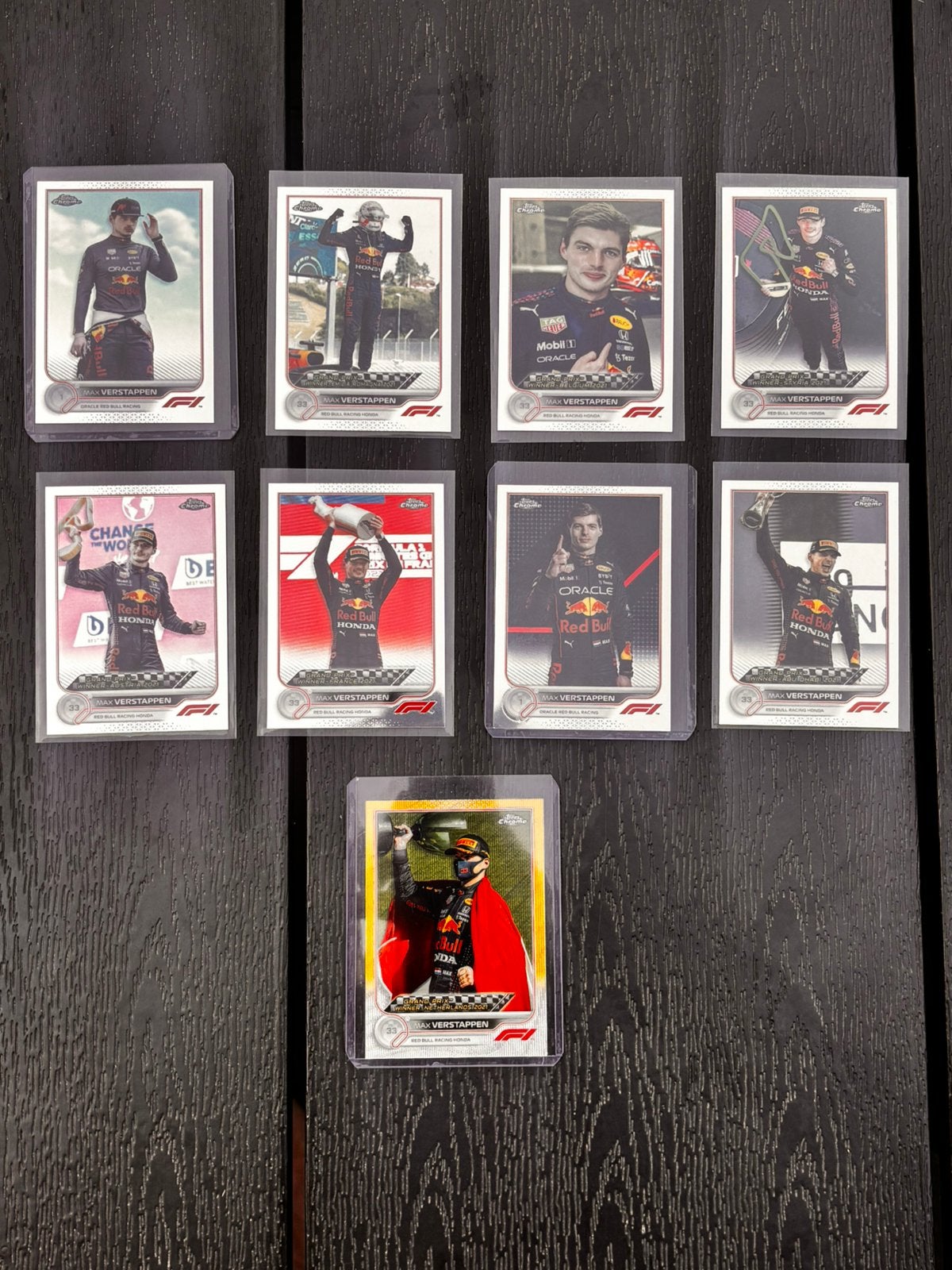 Topps Chrome F1 2022 set Max Verstappen kaart met unieke, Ophalen of Verzenden, Nieuw, Overige sporten