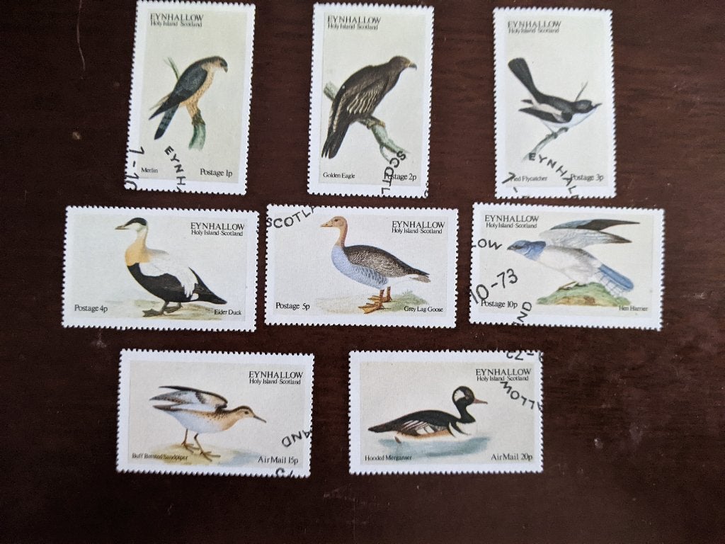 EYNHALLOW 1973; serie VOGELS, Verzenden, Gestempeld, Dier of Natuur