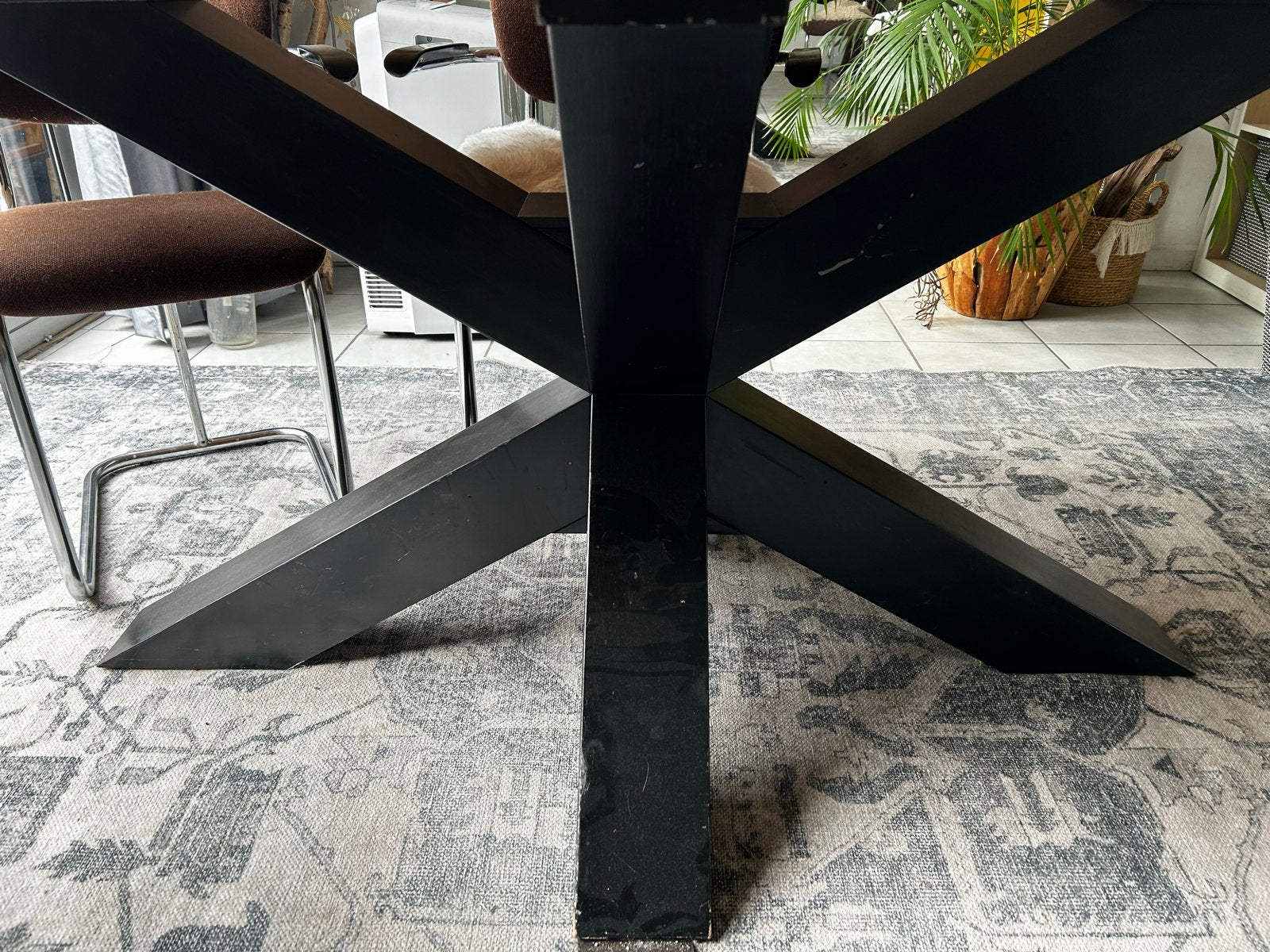Matrix zwart hout tafelonderstel 142,5 x 94 cm., Huis en Inrichting, Tafelonderdelen, Ophalen, Tafelpoot, Gebruikt, 100 tot 150 cm