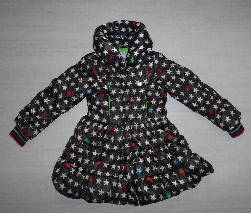 Mim-pi winterjas / parka meisje zwart met sterren maat 140, Meisje, Ophalen of Verzenden, Zo goed als nieuw, Mim-pi