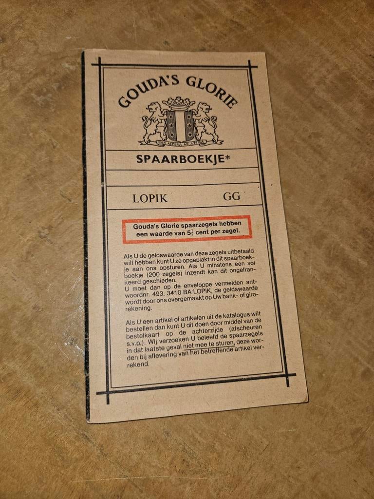 Gouda's Glorie Spaarboekje met zegels, Ophalen of Verzenden, Gebruikt