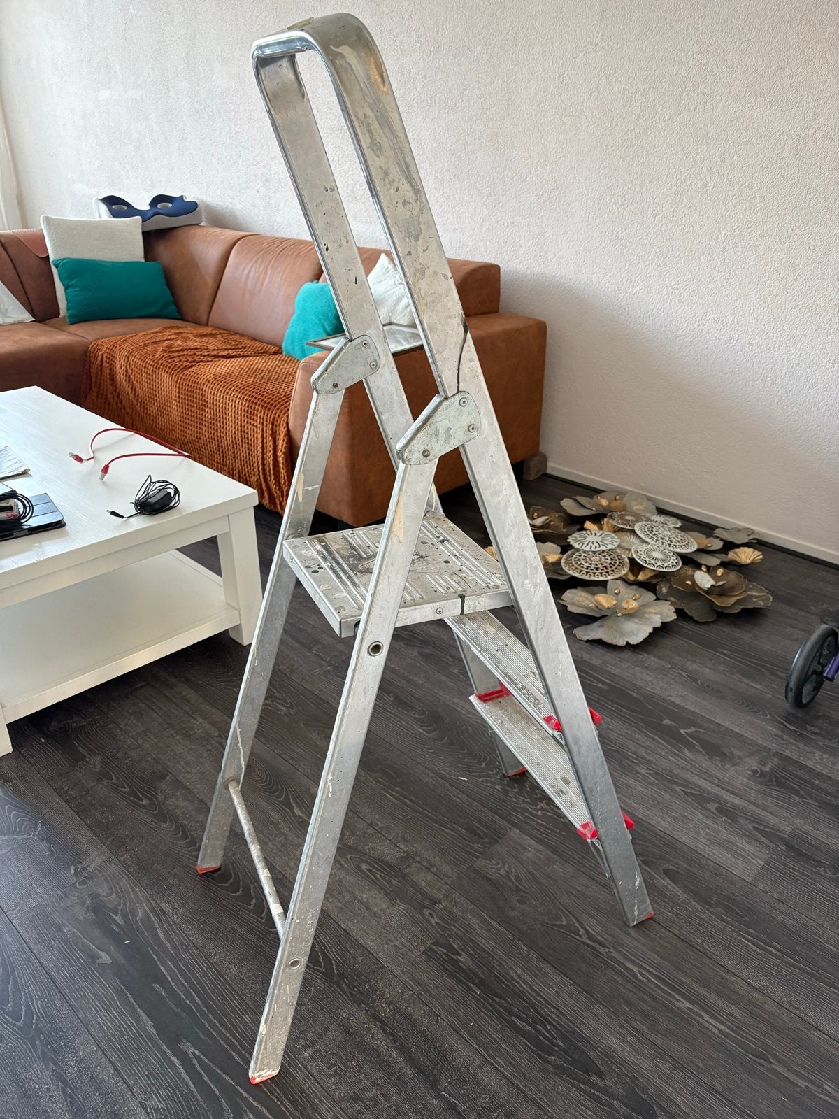 Stevige aluminium huishoudtrap met 3 treden, Ophalen, Gebruikt, Trap, Minder dan 2 meter