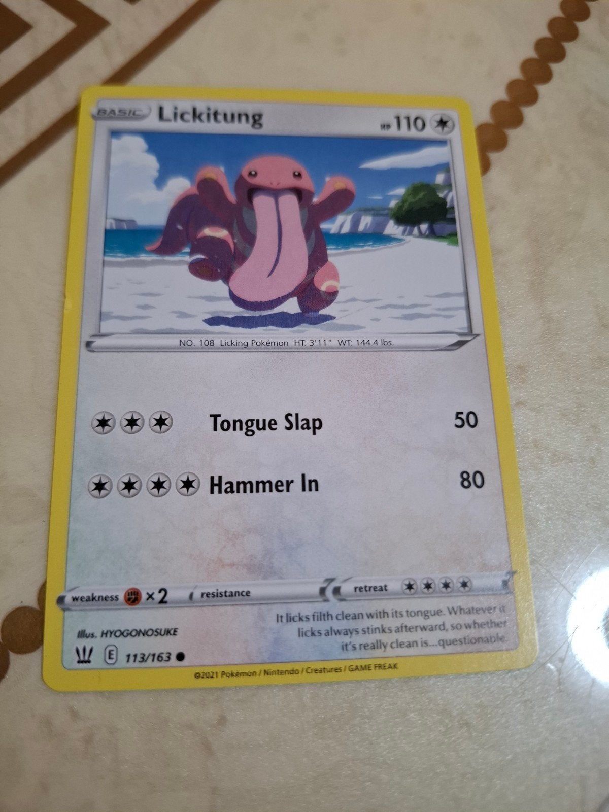 Pokémon Kaart Lickitung 113/163 Basic, Ophalen of Verzenden, Zo goed als nieuw, Losse kaart