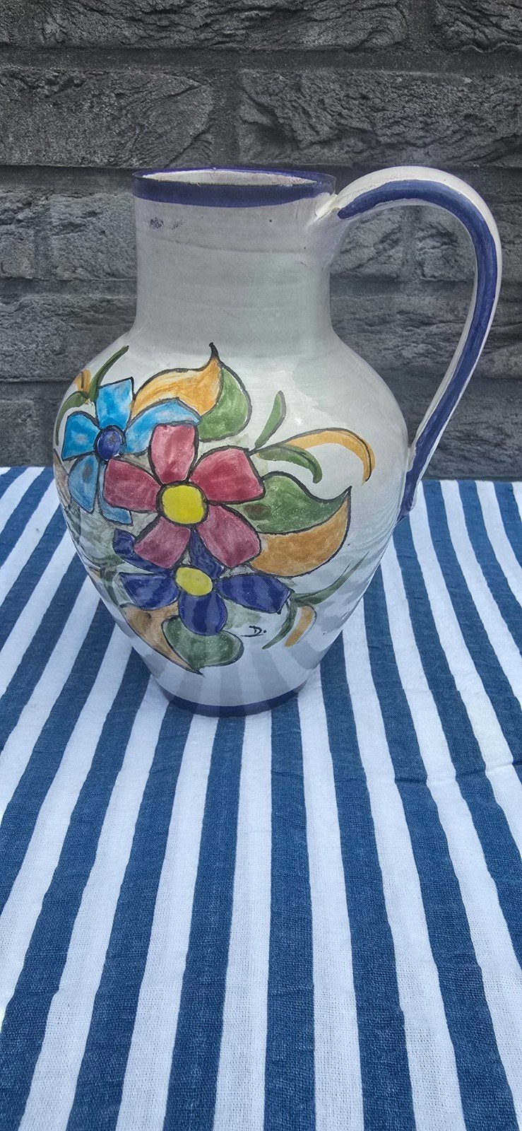 Vintage Portugese kan met bloemmotief - Lagos Algarve, Ophalen of Verzenden