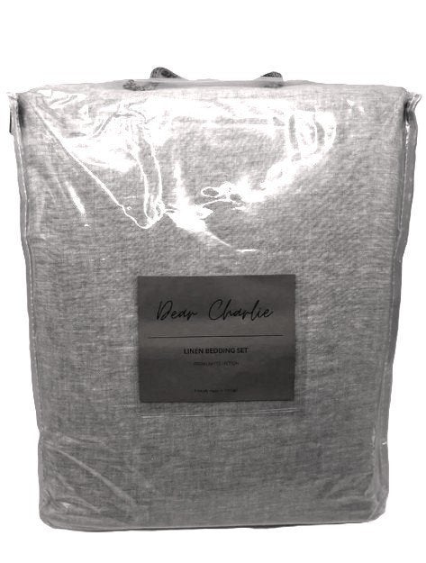 100% linnen dekbedovertrek 240x220 met slopen Light Grey, Ophalen of Verzenden, Ademend, Grijs, Linnen